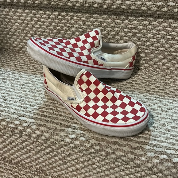 Red and white checkered vans worn once. - Picture 1 of 4